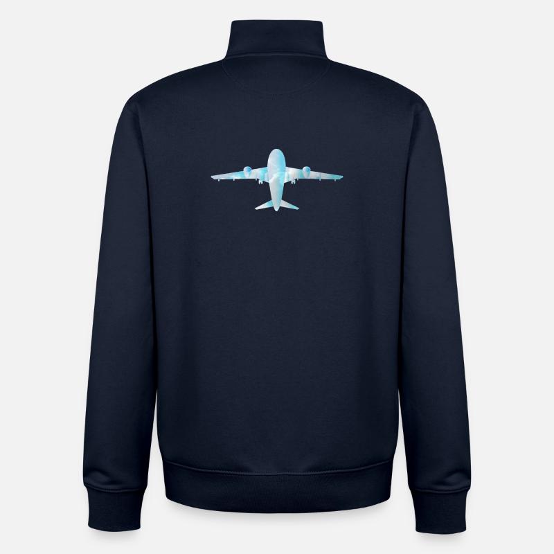 Passenger plane with cloud pattern - Unisex Organic Zip Sweatshirt by Stanley/Stella - navy