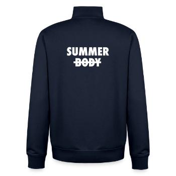 Summer Body - Out of shape Satire - Unisex Organic Zip Sweatshirt by Stanley/Stella - navy - Back - AI Model Male 185 light (185cm)