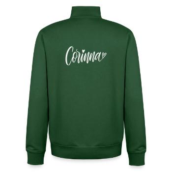 Corinna Écriture manuscrite avec cœur - Sweat zippé unisexe en coton bio Stanley/Stella - vert bouteille - Dos - AI Model Male 185 dark (185cm)