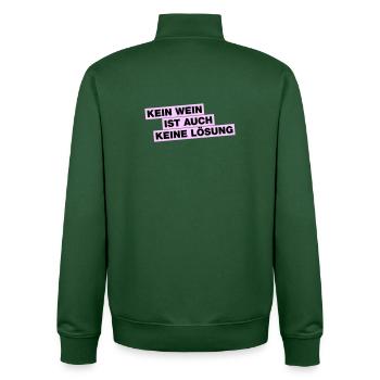 Kein WEIN ist auch keine Lösung - Unisex Organic Zip Sweatshirt von Stanley/Stella - Flaschengrün - Hinten - AI Model Male 185 dark (185cm)