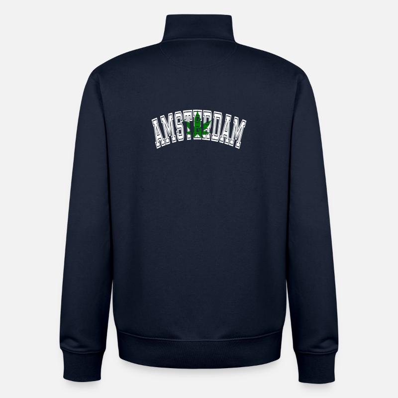 Amsterdam Design mit Cannabisblatt - Unisex Organic Zip Sweatshirt von Stanley/Stella - Navy