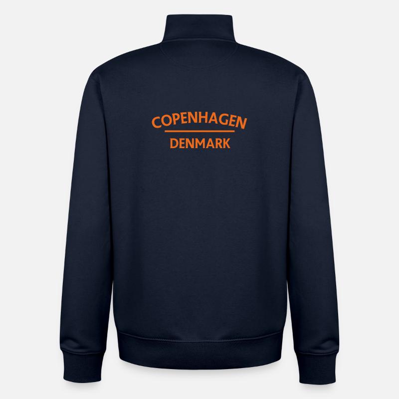 Copenhague – Danemark Textdesign - Sweat zippé unisexe en coton bio Stanley/Stella - marine