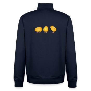 Poussin – Motif mignon du printemps et de Pâques - Sweat zippé unisexe en coton bio Stanley/Stella - marine - Dos - AI Model Male 185 light (185cm)