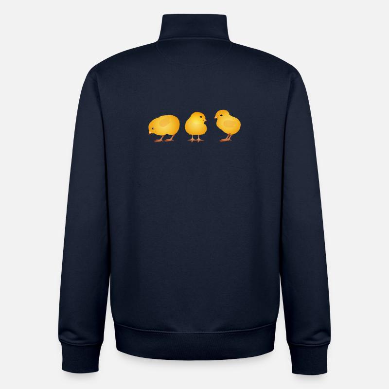 Chick – Cute Spring and Easter Motif - Unisex Organic Zip Sweatshirt by Stanley/Stella - navy