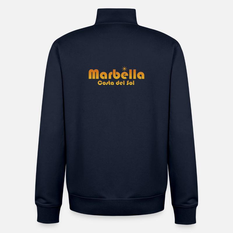 Marbella Costa del Sol-Sunburst Text - Unisex Organic Zip Sweatshirt von Stanley/Stella - Navy