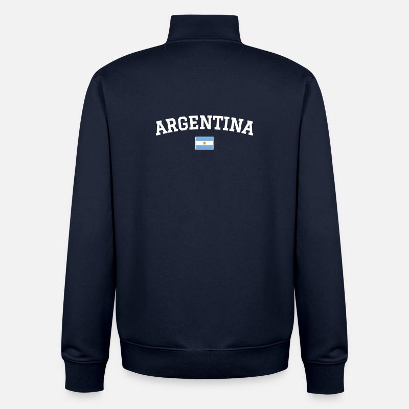 Drapeau argentin Dessin blanc - Sweat zippé unisexe en coton bio Stanley/Stella - marine