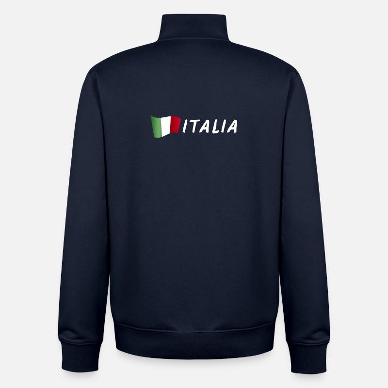 Lettrage ITALIA avec drapeau - Sweat zippé unisexe en coton bio Stanley/Stella - marine