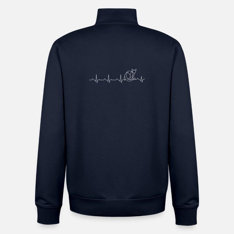 Silhouette du chat battement de cœur - Sweat zippé unisexe en coton bio Stanley/Stella - marine