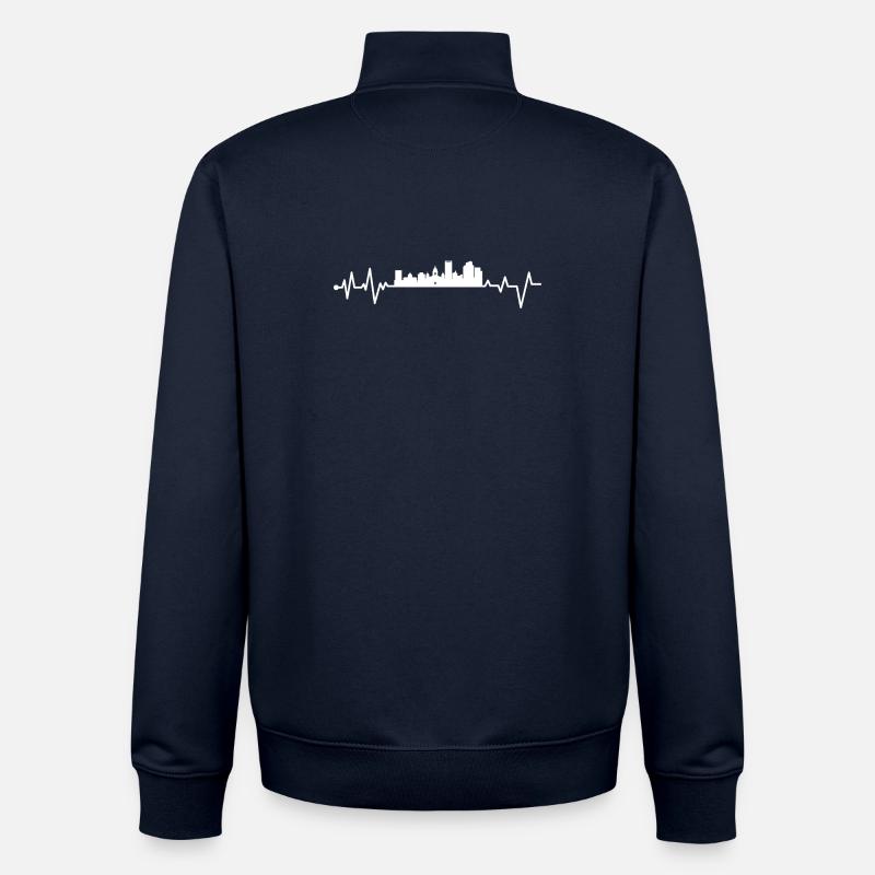 Kingston upon hull heartbeat - Unisex Organic Zip Sweatshirt by Stanley/Stella - navy