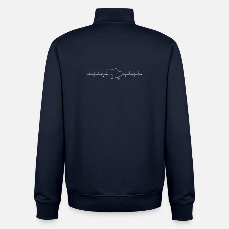 Finnish Heartbeat Map - Unisex Organic Zip Sweatshirt by Stanley/Stella - navy