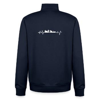 Manchester UK Herzschlag - Unisex Organic Zip Sweatshirt von Stanley/Stella - Navy - Hinten - AI Model Male 185 light (185cm)