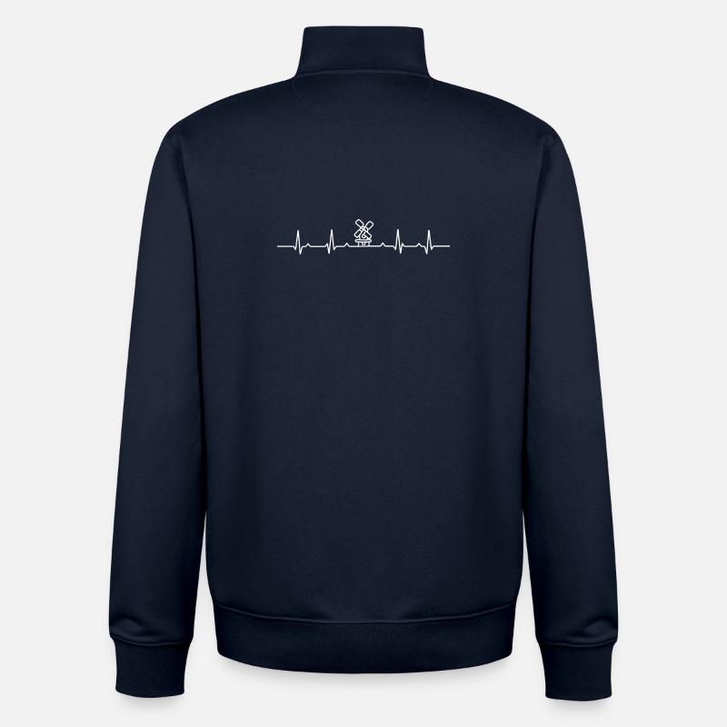 Heartbeat Kinderdijk - Sweat zippé unisexe en coton bio Stanley/Stella - marine