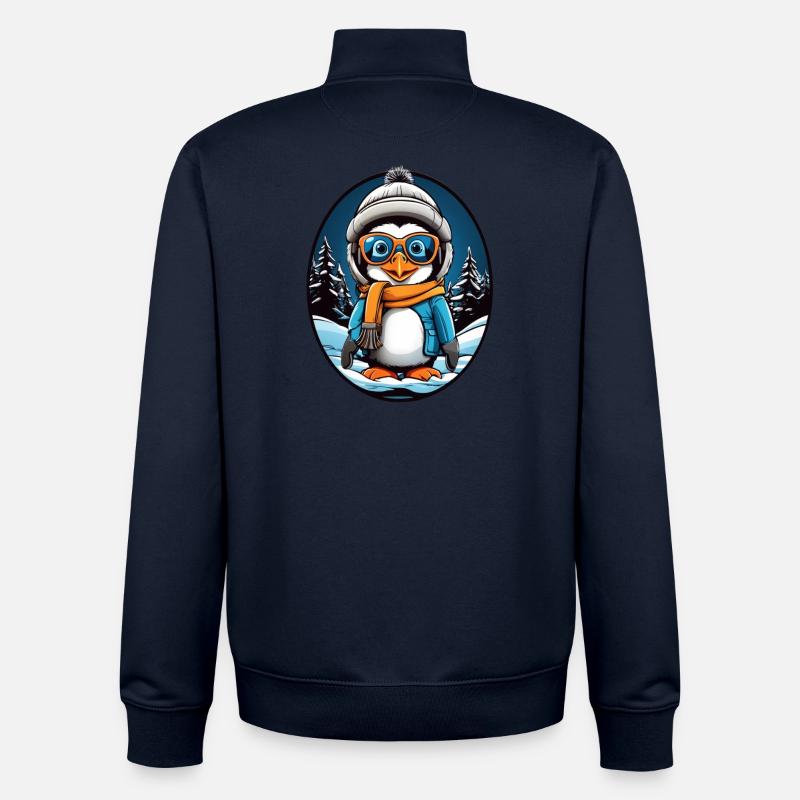 Pingouin mignon - Sweat zippé unisexe en coton bio Stanley/Stella - marine