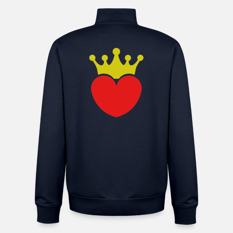 Cœur avec couronne - Sweat zippé unisexe en coton bio Stanley/Stella - marine