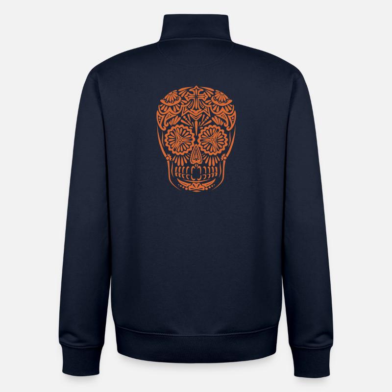 Calavera mexicana - Sweat zippé unisexe en coton bio Stanley/Stella - marine