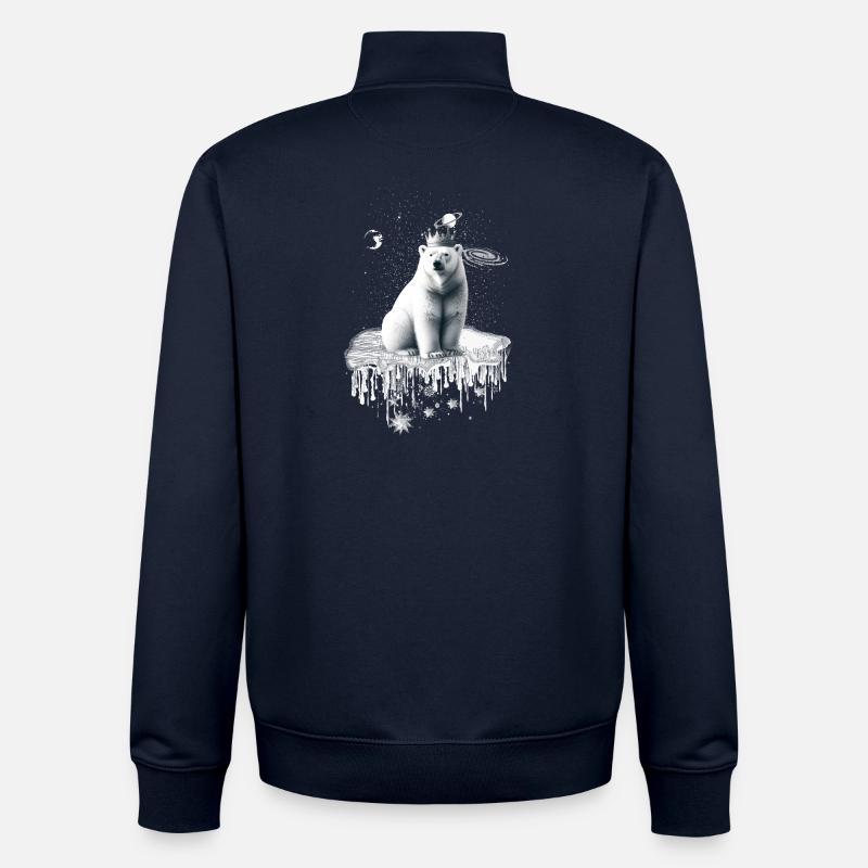 Eisbär mit Krone auf Eisscholle arktische Tierwelt - Unisex Organic Zip Sweatshirt von Stanley/Stella - Navy