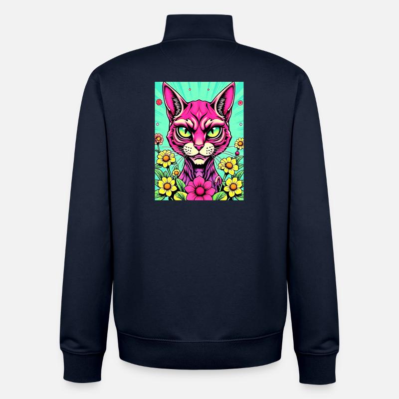 Chat Pop 1 - Sweat zippé unisexe en coton bio Stanley/Stella - marine