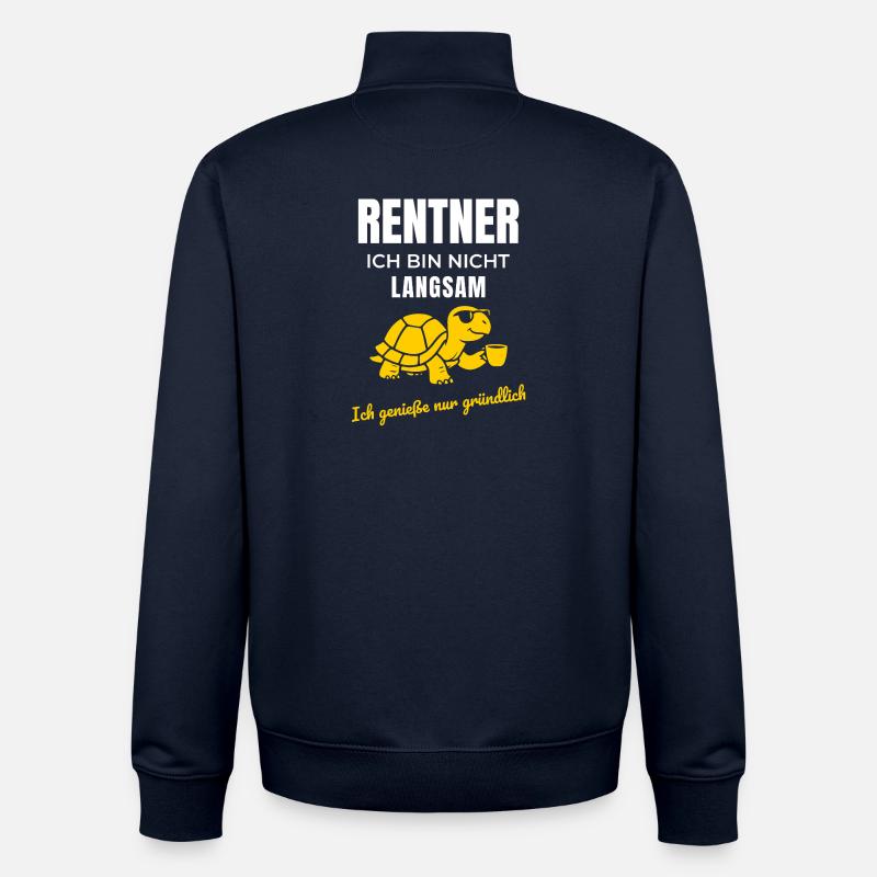 Les retraités, j’en profite beaucoup - Sweat zippé unisexe en coton bio Stanley/Stella - marine