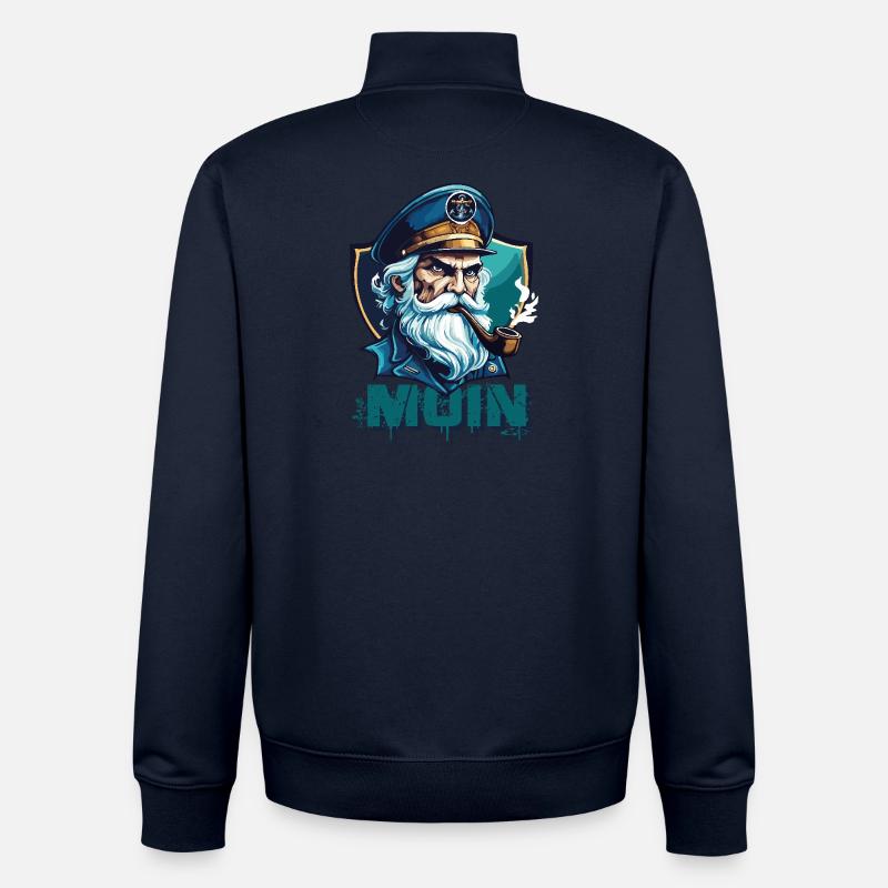 MOIN - Grimmiger Kapitän mit Pfeife - Unisex Organic Zip Sweatshirt von Stanley/Stella - Navy