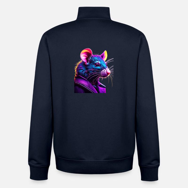 Neon Rat en Cuir Blouson - Sweat zippé unisexe en coton bio Stanley/Stella - marine