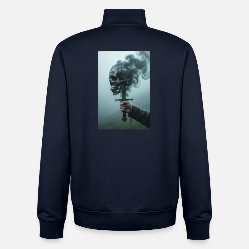 Crâne d’ombre avec épée enfumée - Sweat zippé unisexe en coton bio Stanley/Stella - marine
