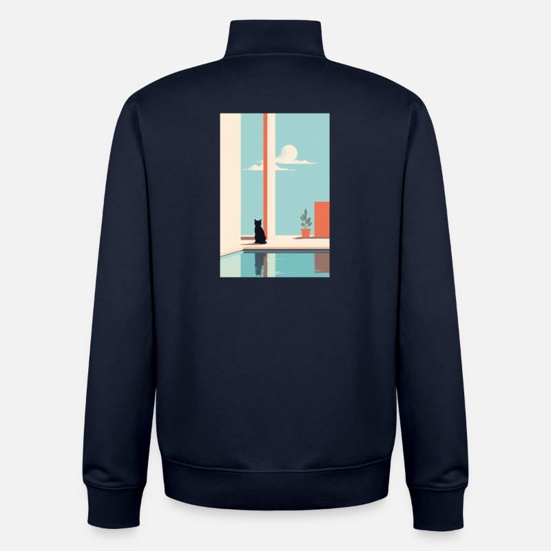 cat by the pool - Unisex Organic Zip Sweatshirt von Stanley/Stella - Navy