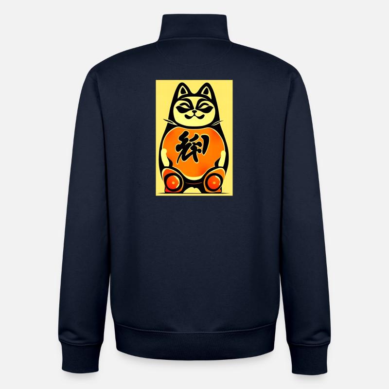 Maneki neko 4 - Sweat zippé unisexe en coton bio Stanley/Stella - marine