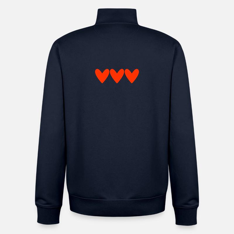 Gestapelte Herzen im roten Illustrationsstil - Unisex Organic Zip Sweatshirt von Stanley/Stella - Navy
