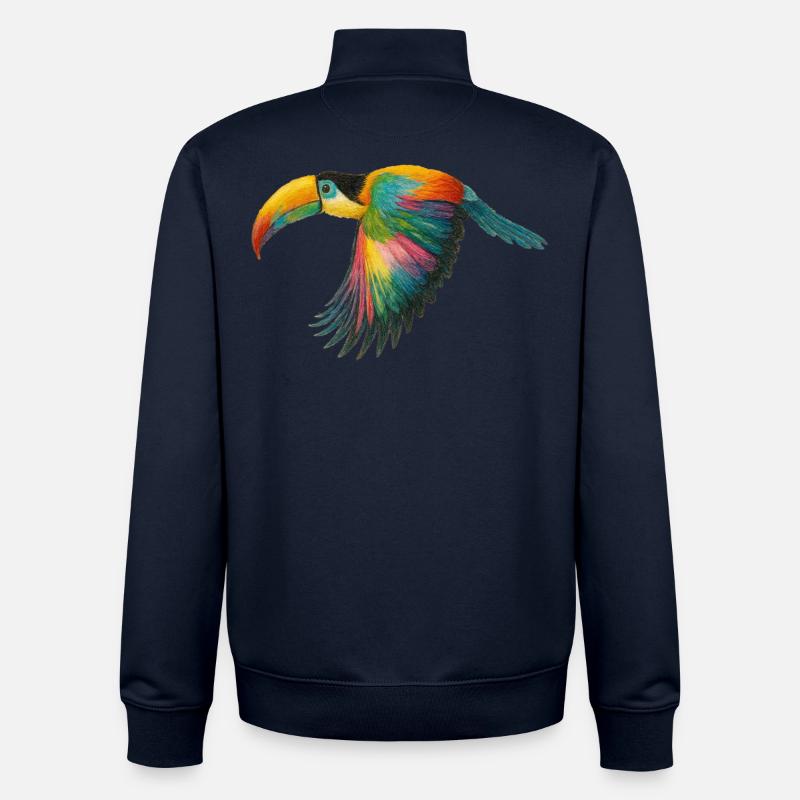 Rainbow Parrot Pattern - Unisex Organic Zip Sweatshirt by Stanley/Stella - navy