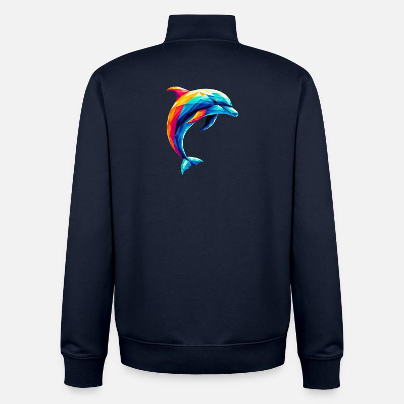 Ein bunter Delfin im Polygon-Stil - Unisex Organic Zip Sweatshirt von Stanley/Stella - Navy