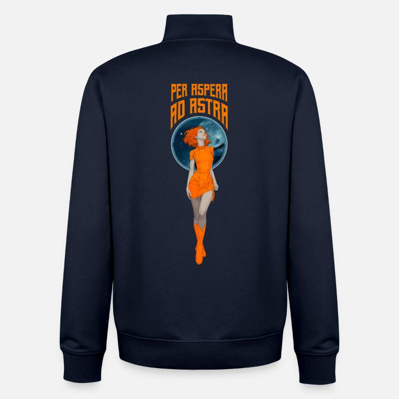 Per Aspera ad Astra – Astronaute rétro - Sweat zippé unisexe en coton bio Stanley/Stella - marine