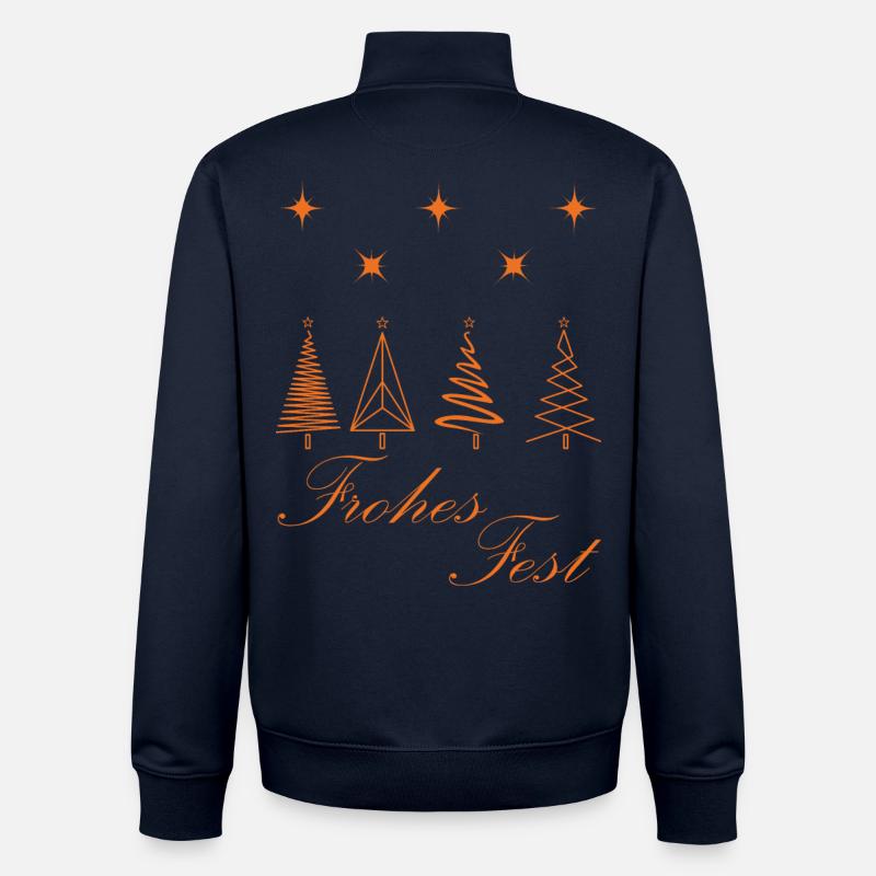 Joyeux Noël - Sapins de Noël. - Sweat zippé unisexe en coton bio Stanley/Stella - marine