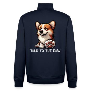 Talk To The Paw Corgi Corgis Welsh Corgi Corgifan - Unisex Organic Zip Sweatshirt by Stanley/Stella - navy - Back - AI Model Male 185 light (185cm)