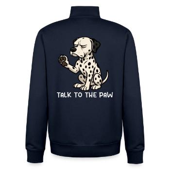 Talk to the Paw Dalmatian Dalmatian Keeper - Unisex Organic Zip Sweatshirt by Stanley/Stella - navy - Back - AI Model Male 185 light (185cm)