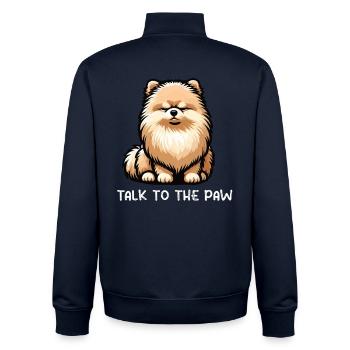 Talk to the Paw Pomeranian Pomeranian Pomeranian Spitz Dog - Unisex Organic Zip Sweatshirt by Stanley/Stella - navy - Back - AI Model Male 185 light (185cm)