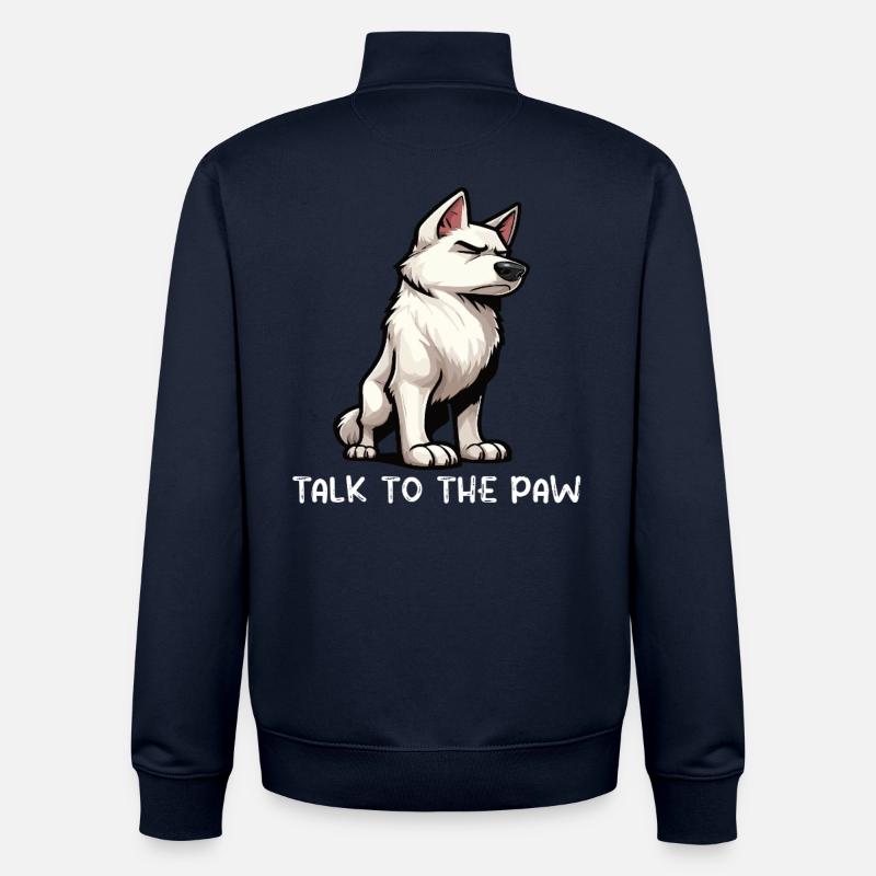 Parle au Berger Blanc Patte - Sweat zippé unisexe en coton bio Stanley/Stella - marine