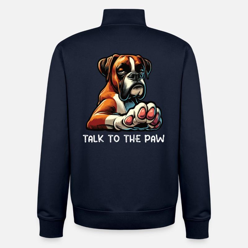 Parle au Paw Boxer Boxerhalter Boxerhund - Sweat zippé unisexe en coton bio Stanley/Stella - marine