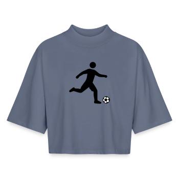 Silhouette du footballeur - T-shirt femme coupe boxy recyclé manches mi-longues Stanley/Stella - bleu gris - Devant - AI Model Female 172 light (172cm)