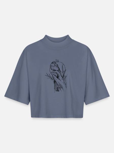 Rotkehlchen - Boxy Frauen Recyceltes 1/2 Sleeved T-Shirt by Stanley/Stella - Blaugrau