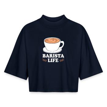 Kaffee Koffein Barista Espresso - Boxy Frauen Recyceltes 1/2 Sleeved T-Shirt by Stanley/Stella - Navy - Vorne - AI Model Female 172 light (172cm)