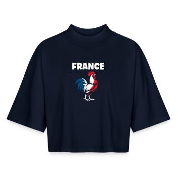 Tricolor Rooster France - Boxy Women's Recycled 1/2 Sleeved T-Shirt by Stanley/Stella - navy - Front - AI Model Female 172 light (172cm)