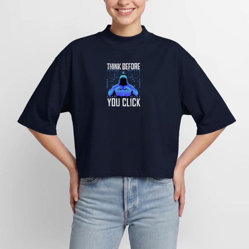 Hacker Hacker Programmeur Cybersécurité Linux T-shirt femme coupe boxy recyclé manches mi-longues Stanley/Stella