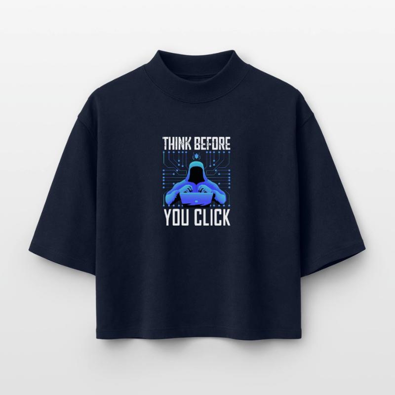 Hacker Hacker Programmeur Cybersécurité Linux T-shirt femme coupe boxy recyclé manches mi-longues Stanley/Stella