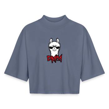 Lama Cool Lunettes de soleil en colère Furry Sour Alpaga - T-shirt femme coupe boxy recyclé manches mi-longues Stanley/Stella - bleu gris - Devant - AI Model Female 172 light (172cm)