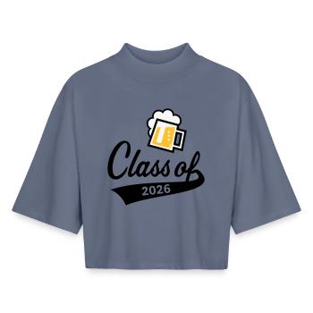 Promotion 2026 (Promotion diplômée / Bière / 3C POS) - T-shirt femme coupe boxy recyclé manches mi-longues Stanley/Stella - bleu gris - Devant - AI Model Female 172 light (172cm)