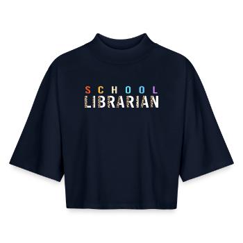 Leseratte Bibliothek Lesen - Boxy Frauen Recyceltes 1/2 Sleeved T-Shirt by Stanley/Stella - Navy - Vorne - AI Model Female 172 light (172cm)