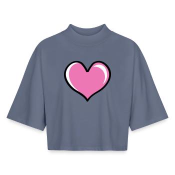 Amour du cœur - T-shirt femme coupe boxy recyclé manches mi-longues Stanley/Stella - bleu gris - Devant - AI Model Female 172 light (172cm)