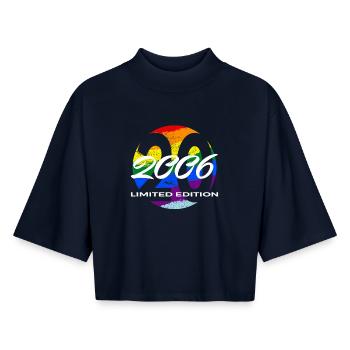 20e anniversaire 2006 cadeau pour hommes et femmes - T-shirt femme coupe boxy recyclé manches mi-longues Stanley/Stella - marine - Devant - AI Model Female 172 light (172cm)