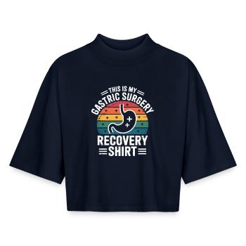 Magen-OP Erholung Shirt - Boxy Frauen Recyceltes 1/2 Sleeved T-Shirt by Stanley/Stella - Navy - Vorne - AI Model Female 172 light (172cm)