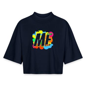 MOI & Moi-même - T-shirt femme coupe boxy recyclé manches mi-longues Stanley/Stella - marine - Devant - AI Model Female 172 light (172cm)